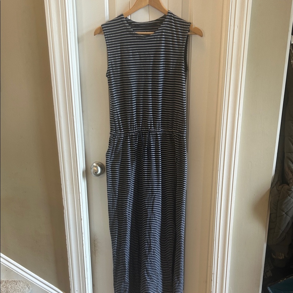 Pact Navy and white stripe maxi dress